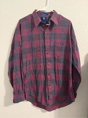 Givenchy Monsieur Vintage Red and Green Plaid Button-Up Shirt
